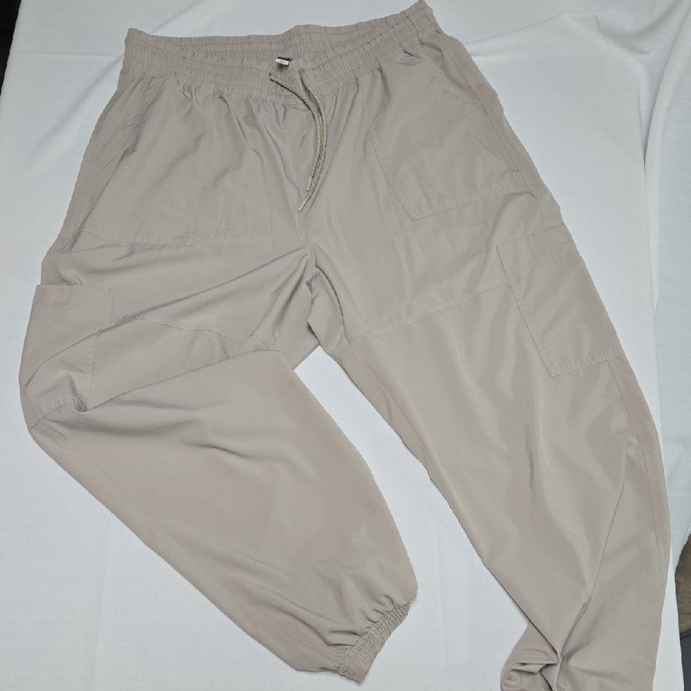Old Navy Tan Track Pants with Elastic Waistband and Relaxed Fit